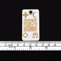 Kunststoff Anhänger "Chip" (54x29mm) mit Ihrem dynamischen Grappt-Notfall-QR-Code und internationalen Notfallemblemen