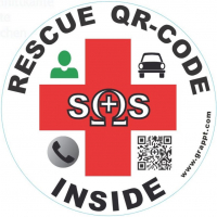 RESCUE QR-CODE INSIDE (Runder Hinterglasaufkleber)