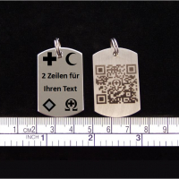 Ihr Wunsch - Text  auf der Rückseite des QR-Code Trägers "DOG TAG XL"(41x25mm)